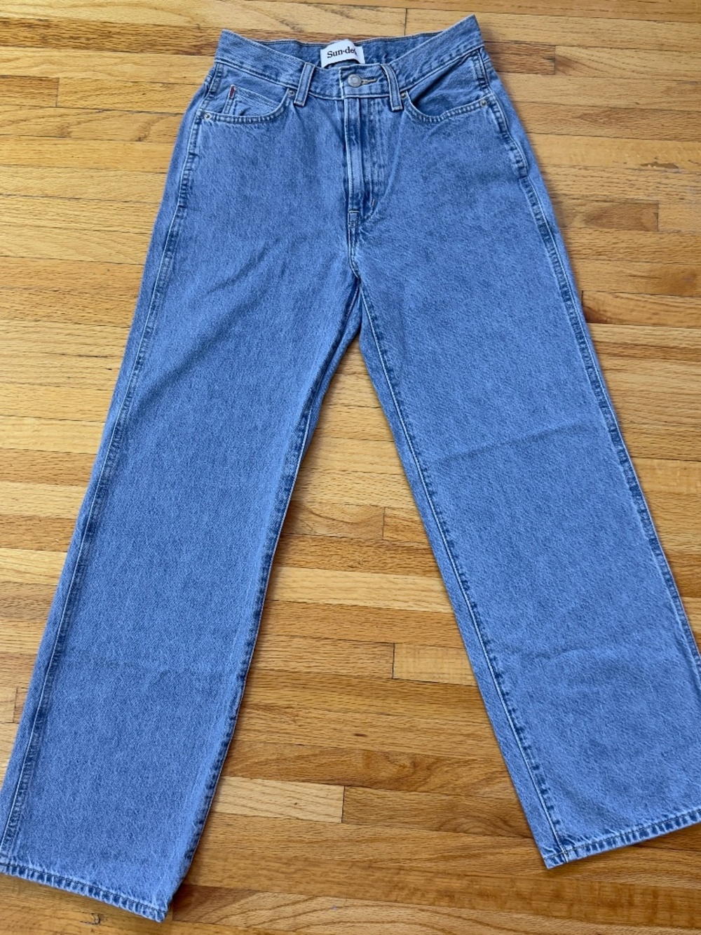 Sun-deh High Rise Straight Wide Leg Jeans | Light Wash Denim | 90s Minimalist